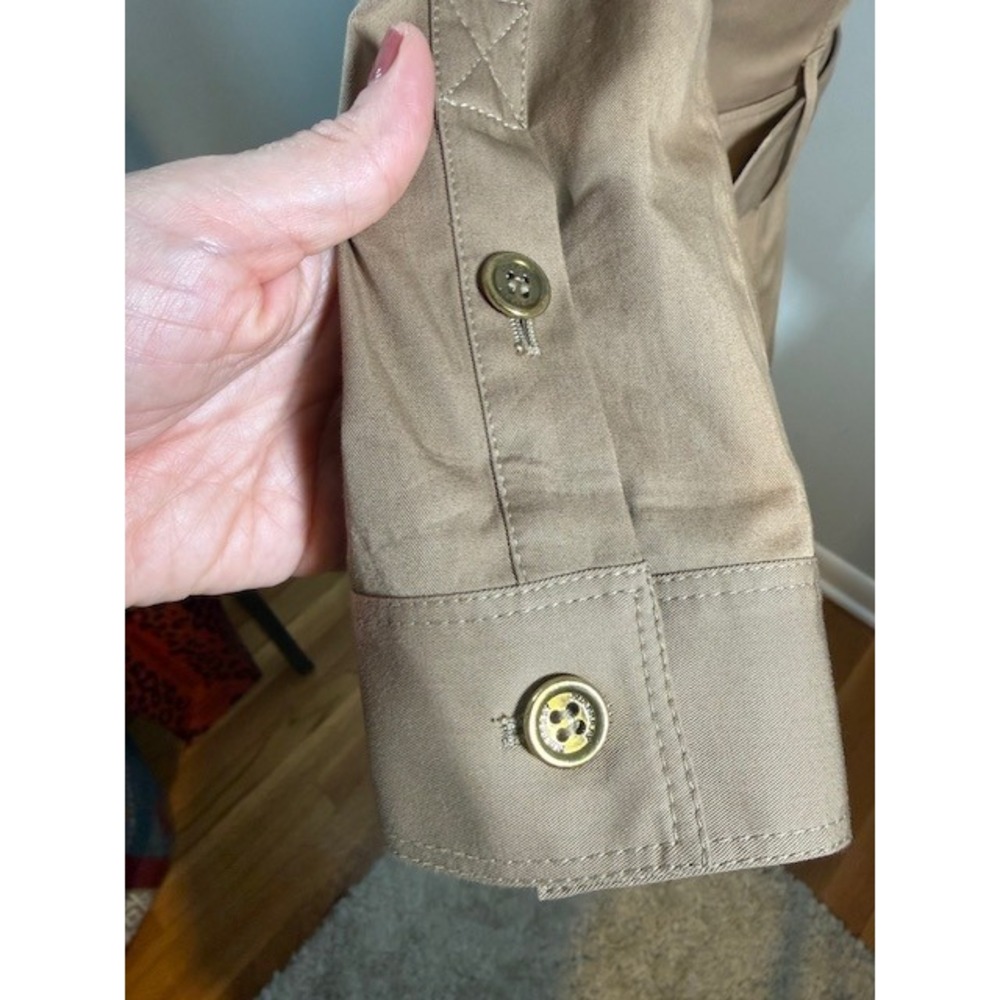 Authentic Burberry London Belted Safari Shirt Dress US Size 2 Khaki Midi‎ - Picture 13 of 16